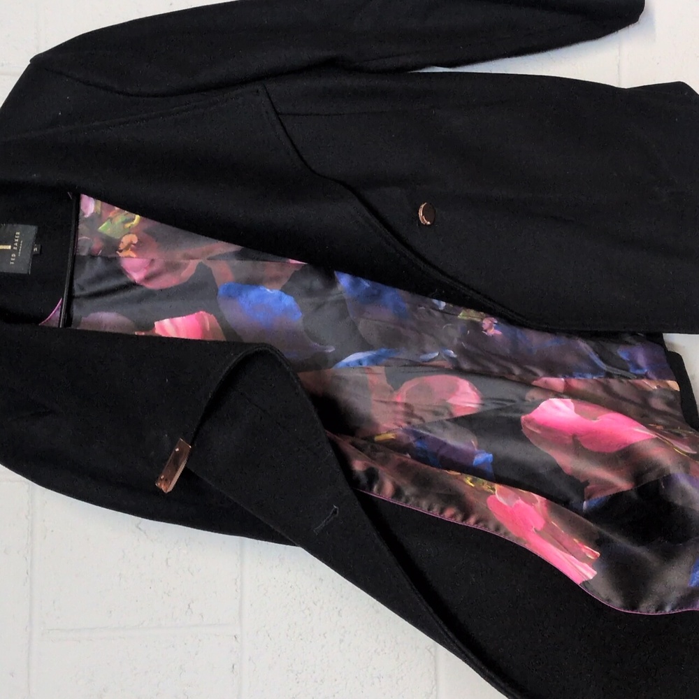 Ted Baker London Short Belted Wool Wrap Coat Size 3, EUC *missing belt - Picture 8 of 11